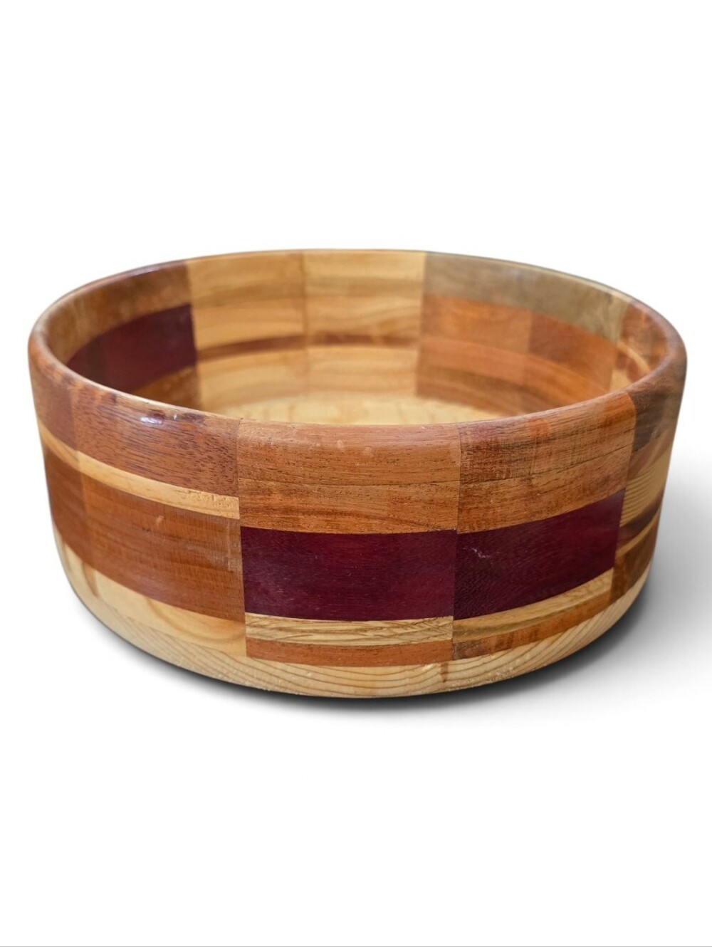 Handcrafted Multitone Wood Bowl - Natural Browns